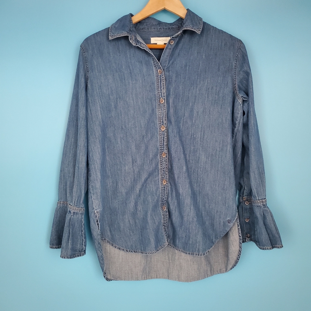 Treasure & Bond Button Down Shirt Size XS Denim Long Sleeve